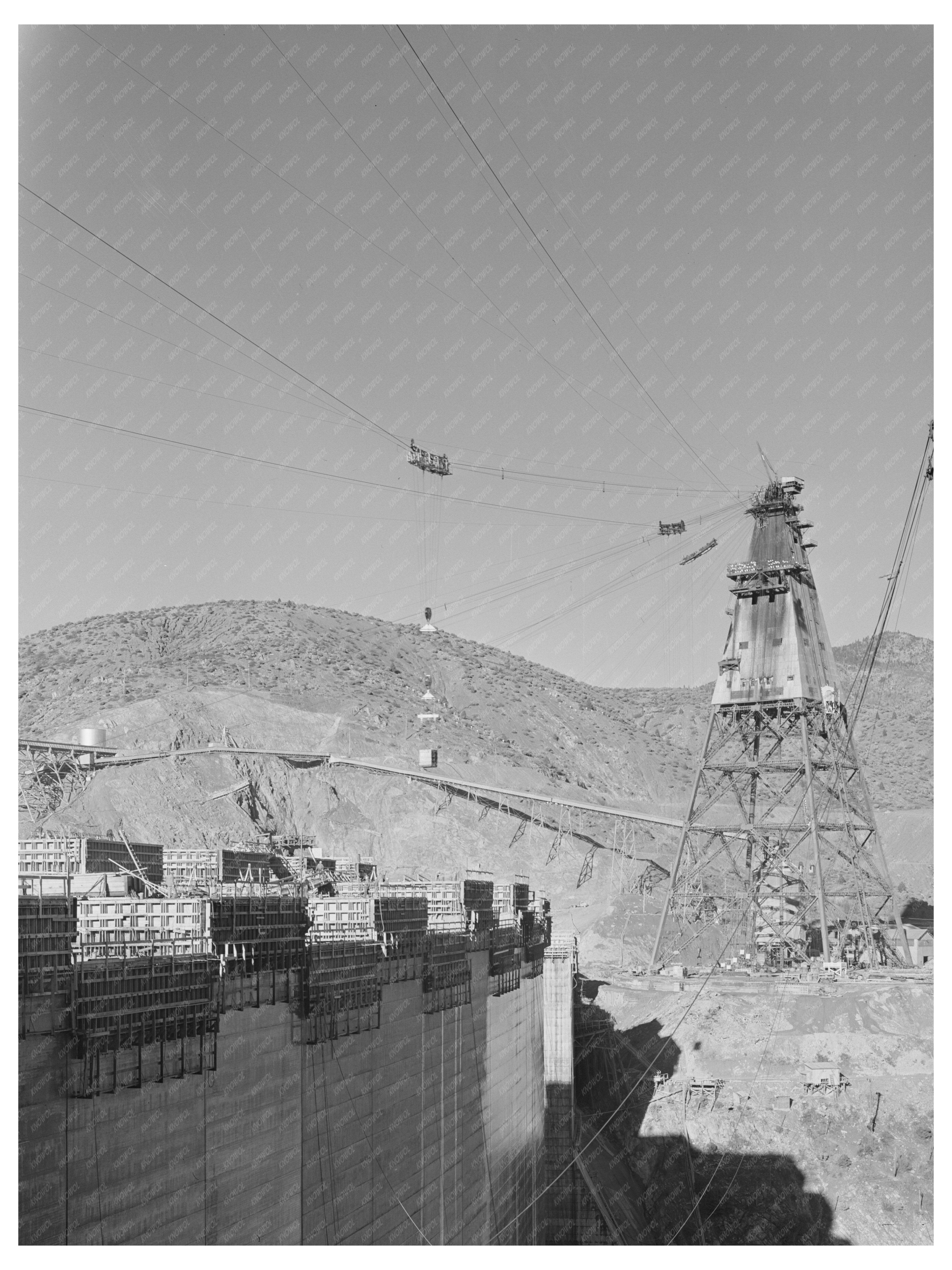 Shasta Dam Construction Tower December 1941