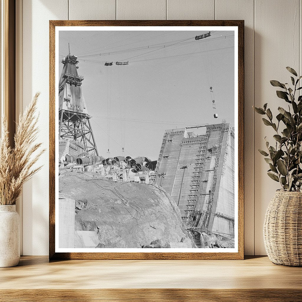 Shasta Dam Construction December 1941 Cable Tower Image