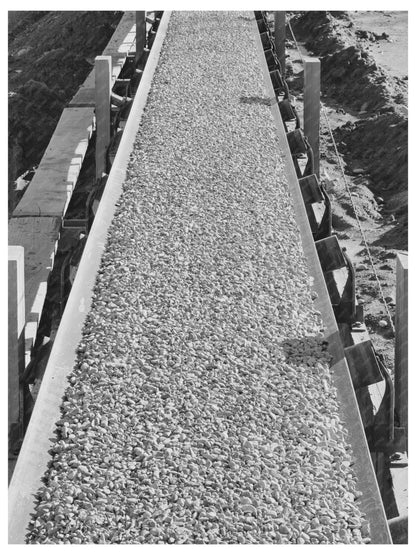 Gravel on Belt Conveyor at Shasta Dam December 1941