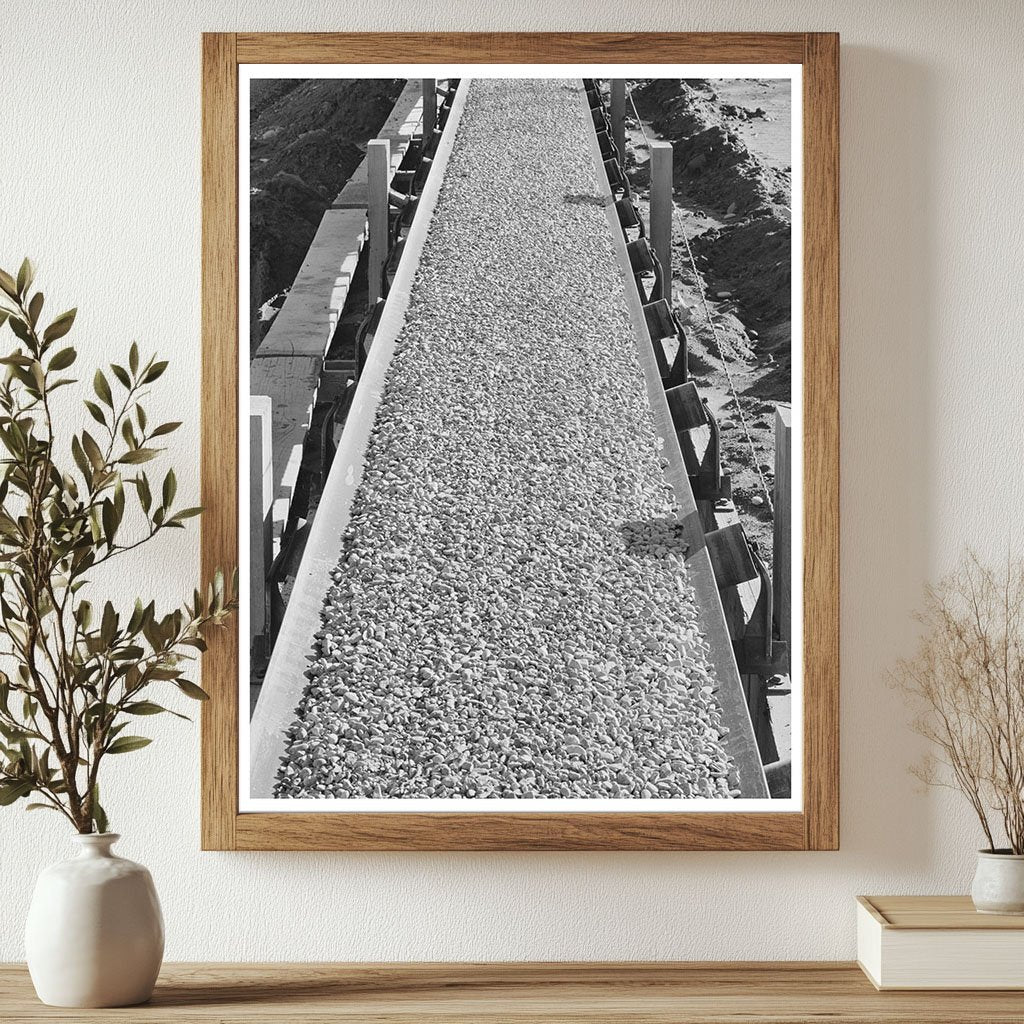 Gravel on Belt Conveyor at Shasta Dam December 1941