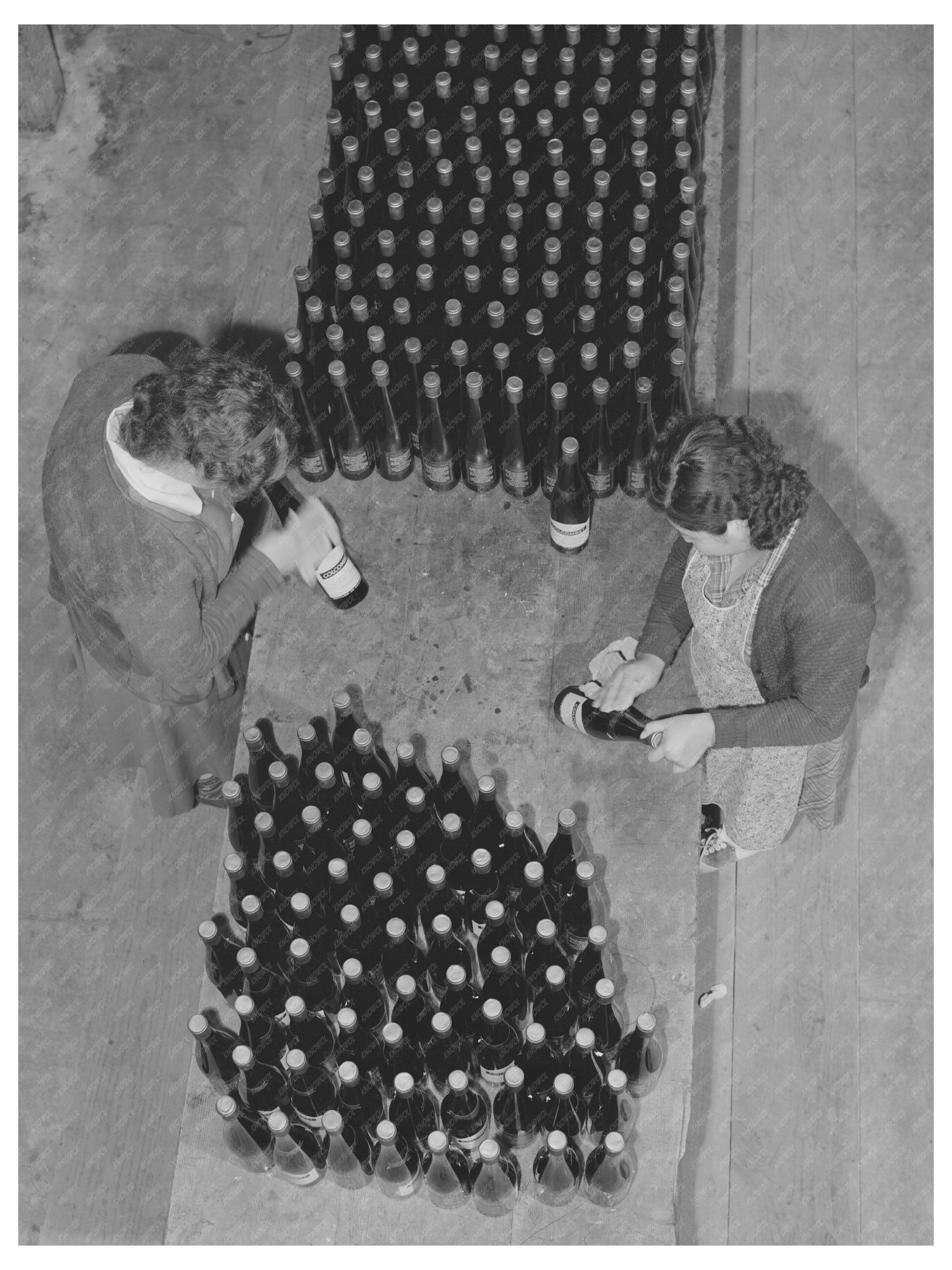 Wine Bottle Labeling Process Sonoma County January 1942