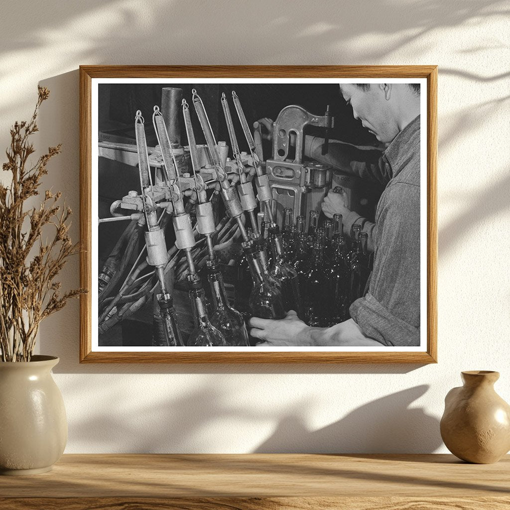 1942 Vintage Winery Workers Filling Wine Bottles in Sonoma