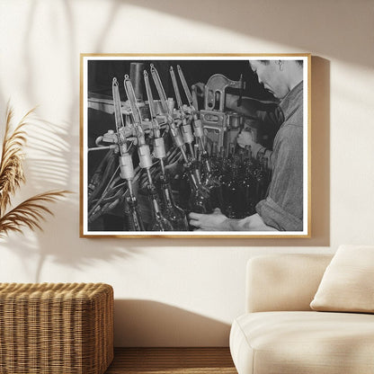 1942 Vintage Winery Workers Filling Wine Bottles in Sonoma