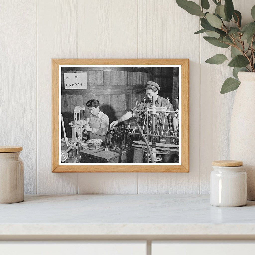 1942 Sonoma County Wine Bottling Process Image