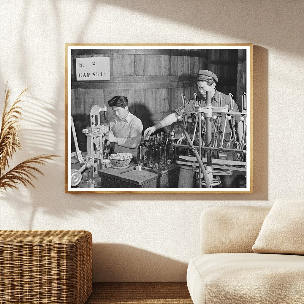 1942 Sonoma County Wine Bottling Process Image