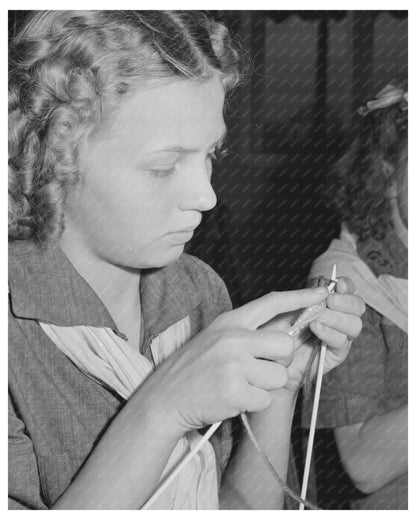 Girl Scout Knitting at Tulare County Camp 1942