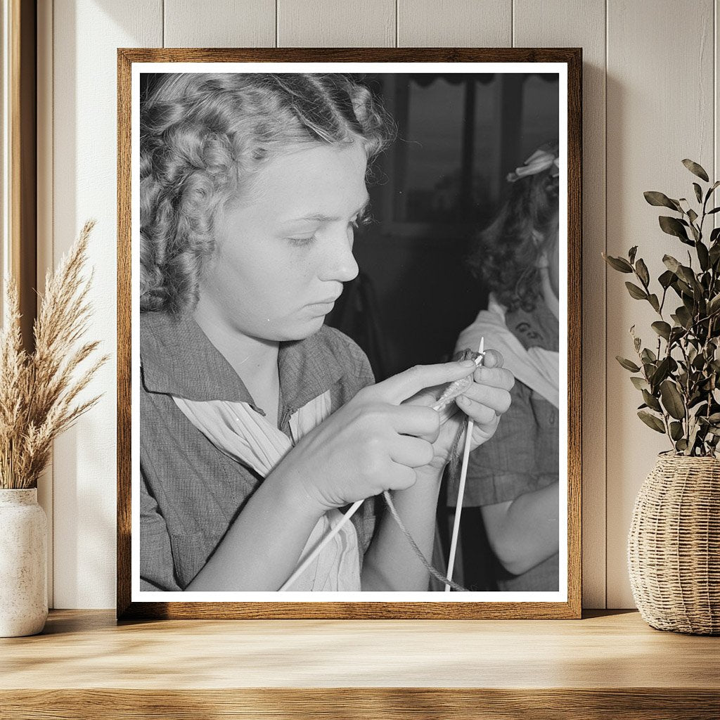 Girl Scout Knitting at Tulare County Camp 1942