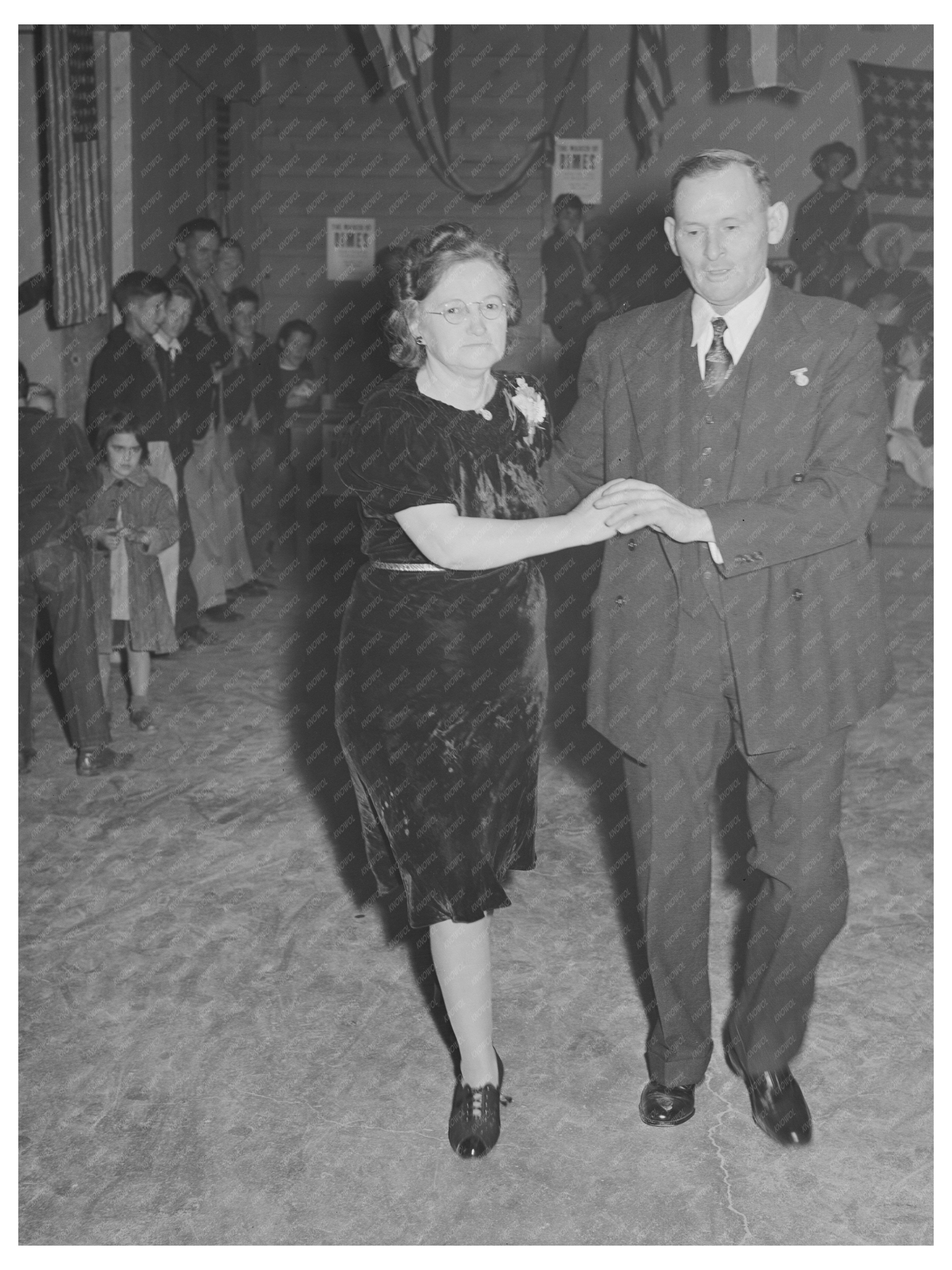 Farm Workers Dancing at Presidents Birthday Celebration 1942