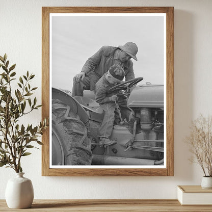 Farmer and Son Operating Tractor Tulare County 1942