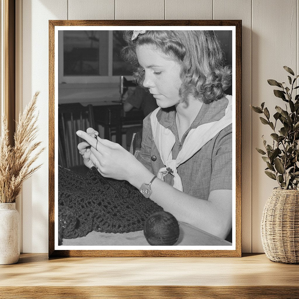 Girl Scout Knitting in Tulare County February 1942