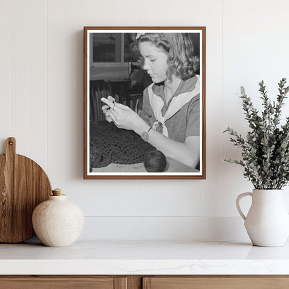 Girl Scout Knitting in Tulare County February 1942