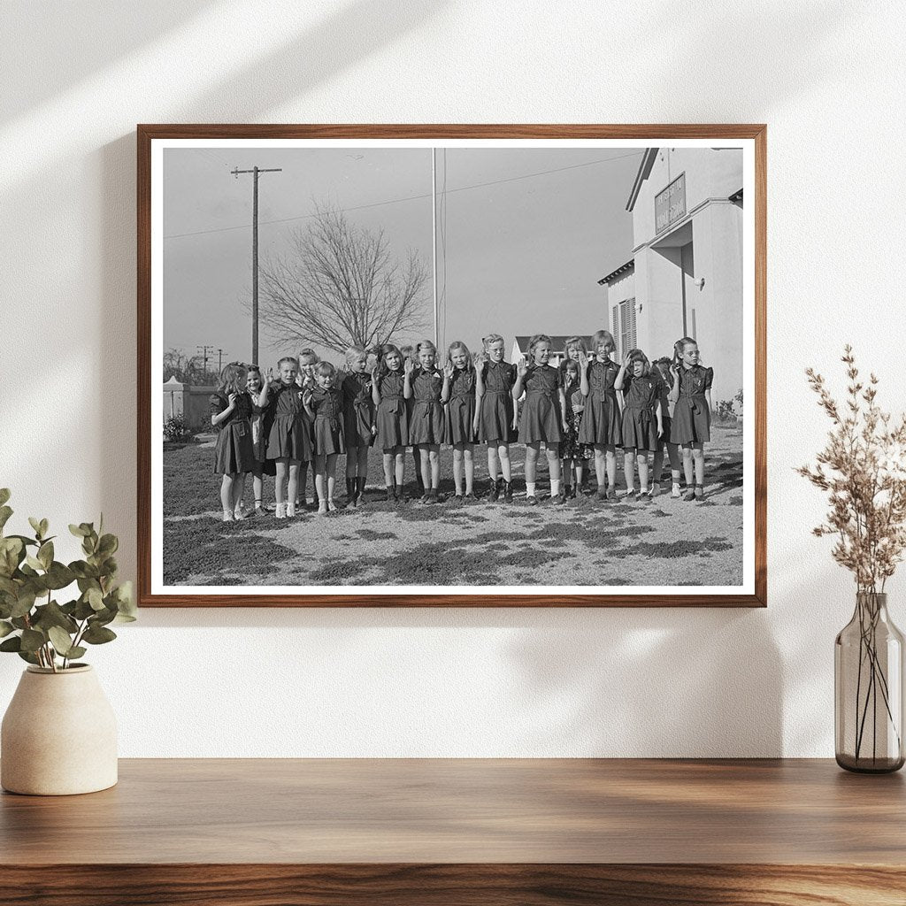 Girl Scouts Saluting American Flag Tulare County 1942