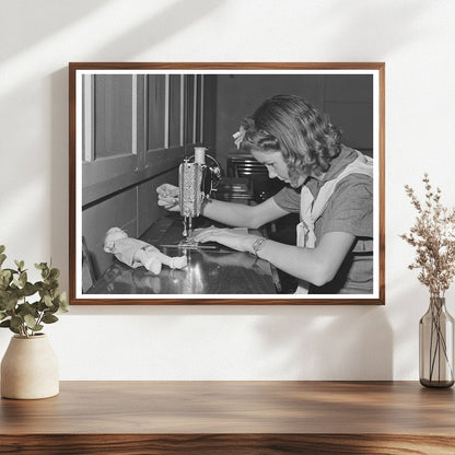 Girl Scout Learning to Sew at Farm Camp February 1942