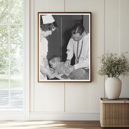 Doctor Examining Child at Clinic California 1942