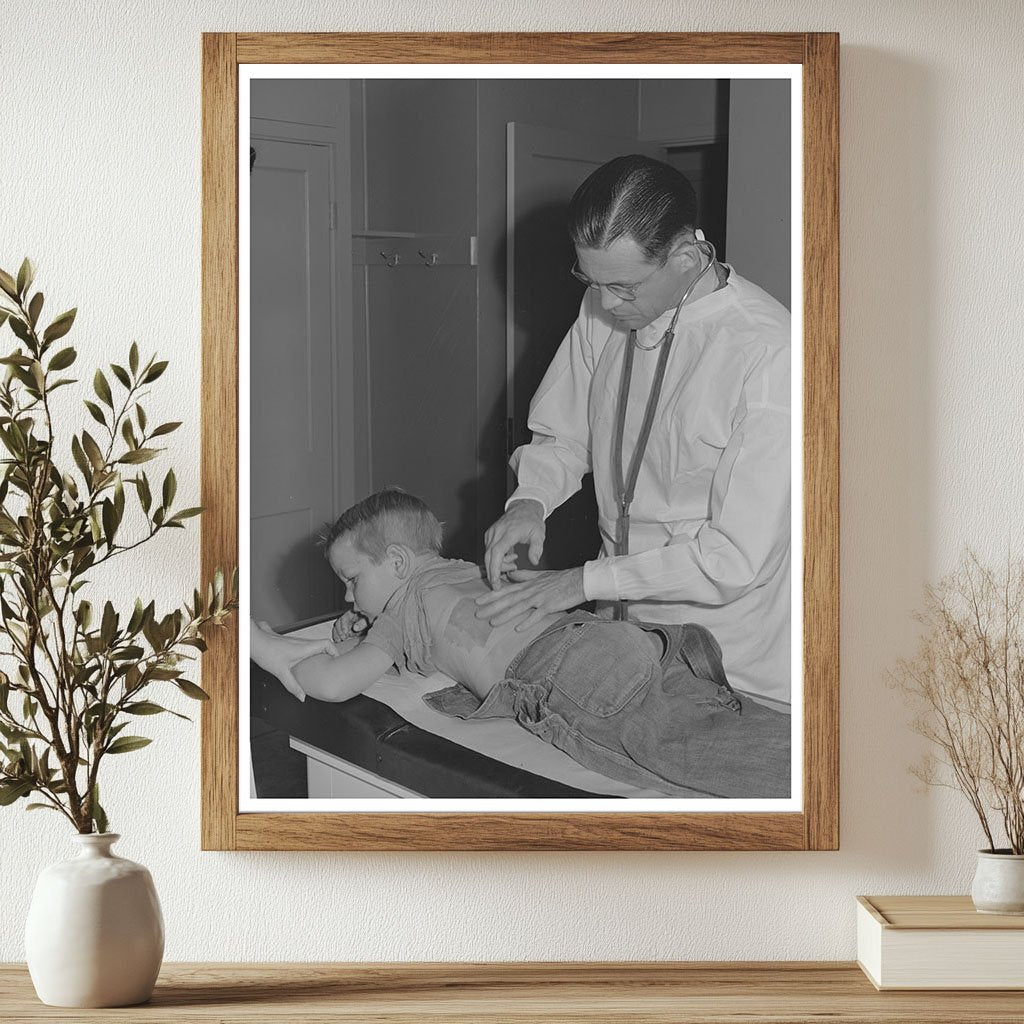 Doctor Examines Child of Farm Workers in Woodville 1942