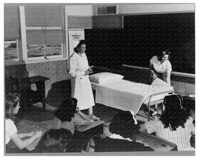 Farm Workers Learning Bed-Making Techniques February 1942