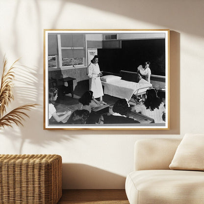 Farm Workers Learning Bed-Making Techniques February 1942