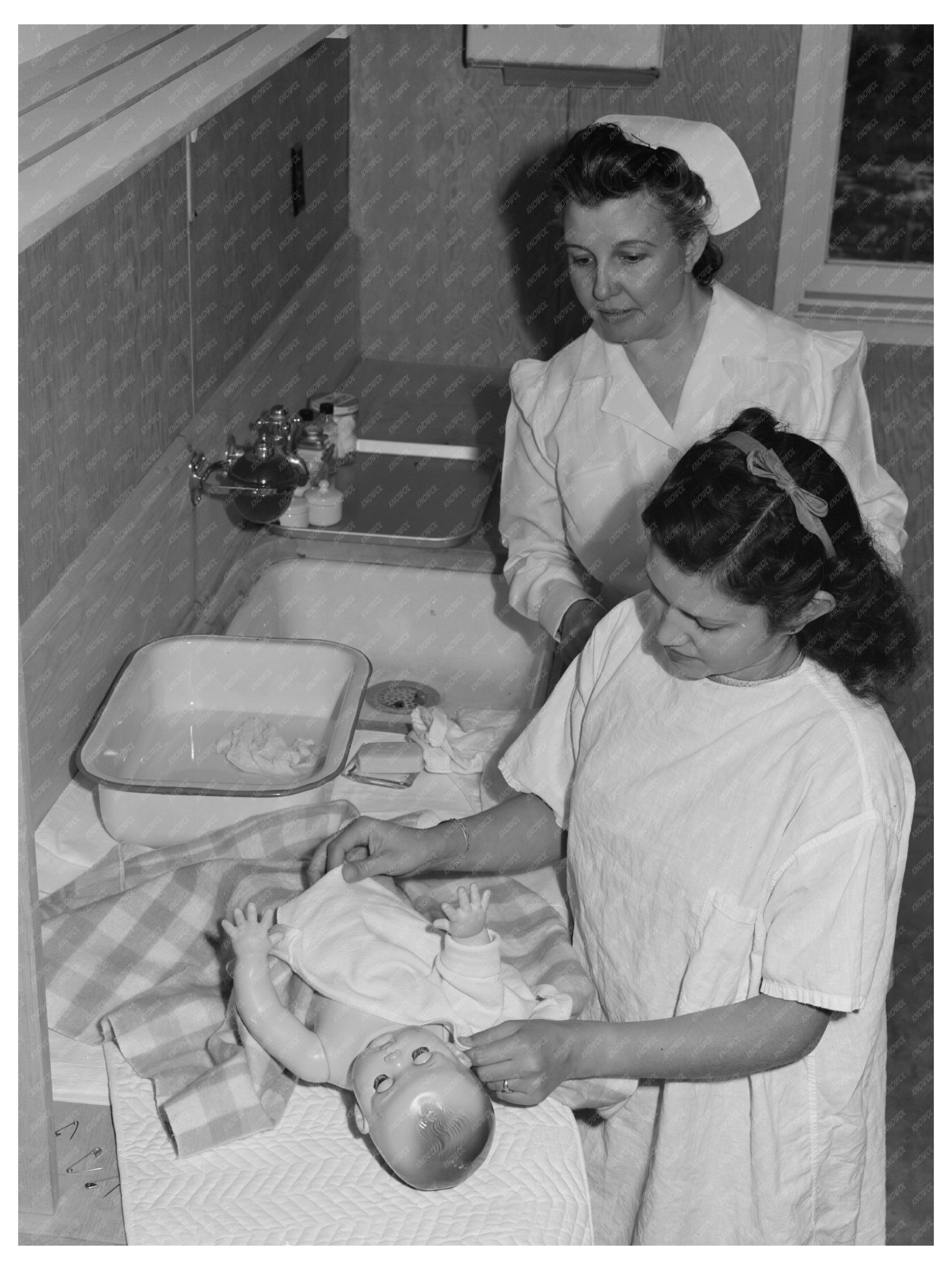 Girls Learning Infant Care at Eleven Mile Corner 1942