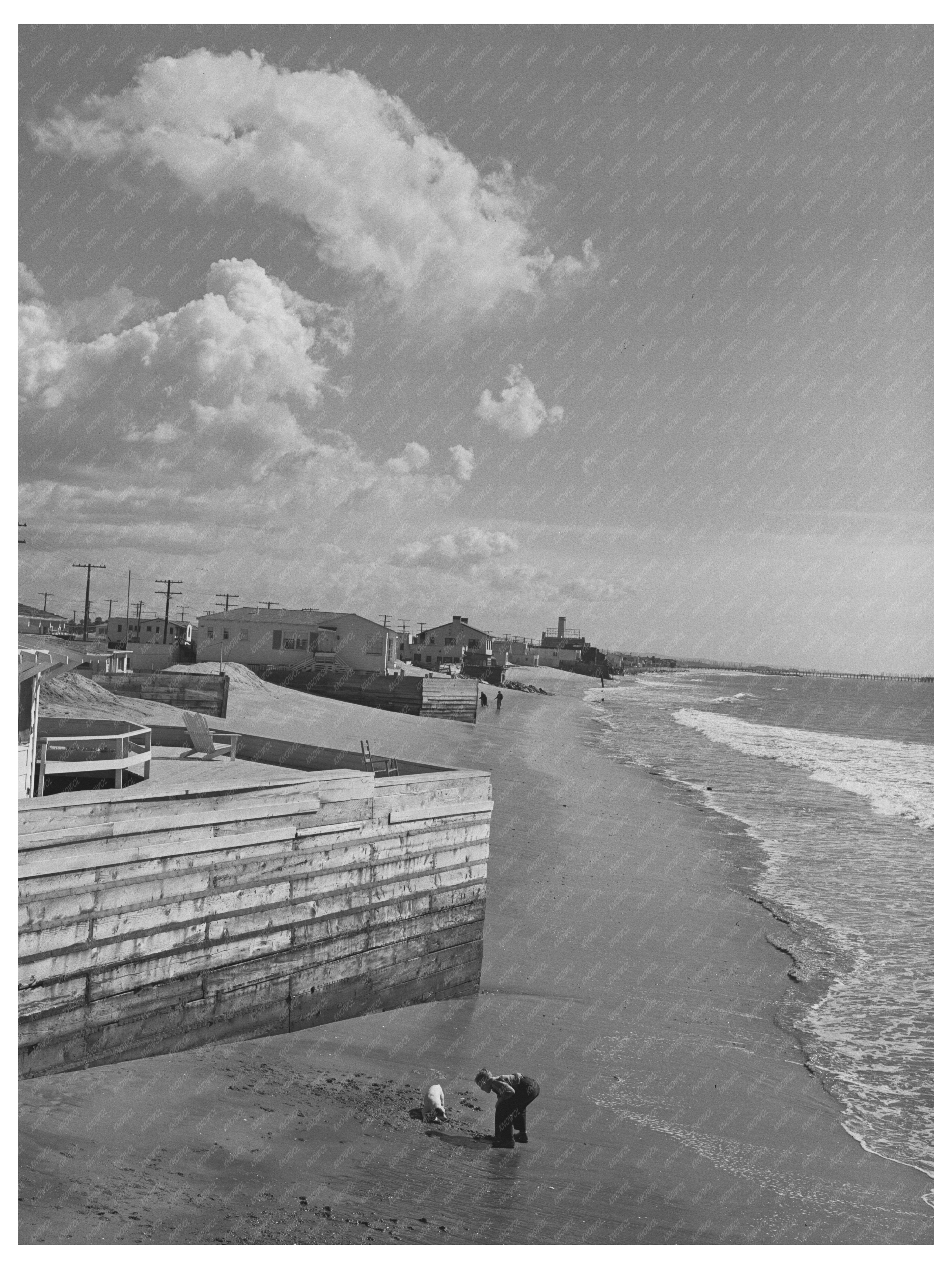 Vintage Beach Scene Long Beach California February 1942