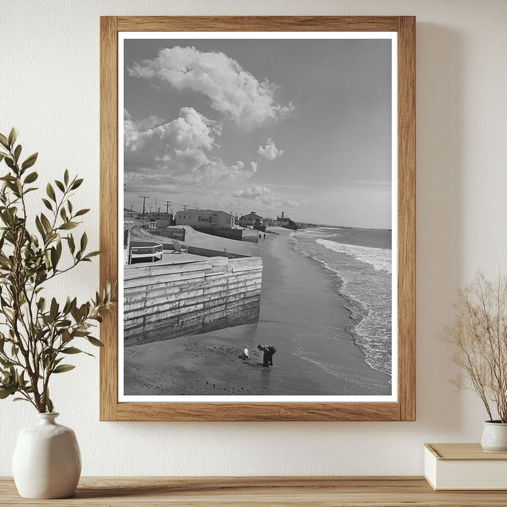 Vintage Beach Scene Long Beach California February 1942