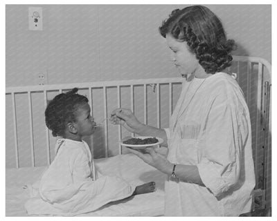 Young Girl Serves Lunch to Patient at Cairns Hospital 1942