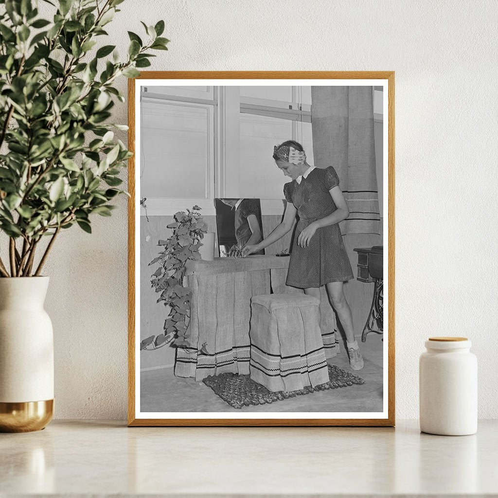 Schoolgirl at Dressing Table in Pinal County 1942