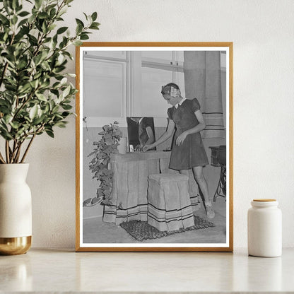 Schoolgirl at Dressing Table in Pinal County 1942