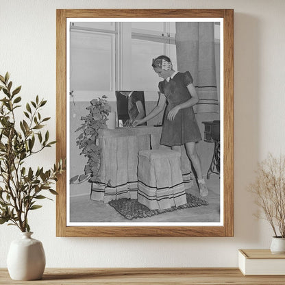 Schoolgirl at Dressing Table in Pinal County 1942