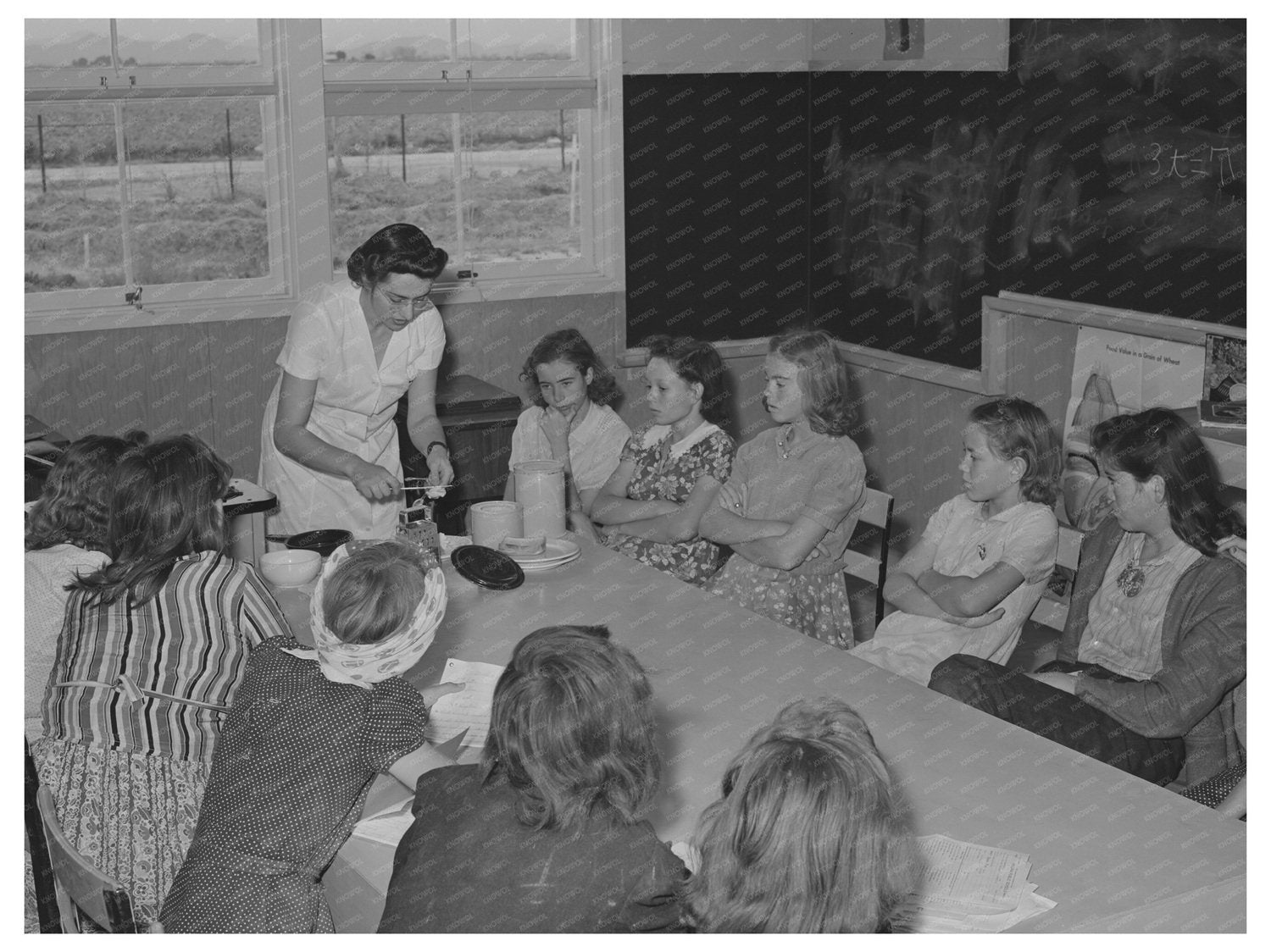1942 Home Economics Class Food Prep in Eleven Mile Corner Arizona
