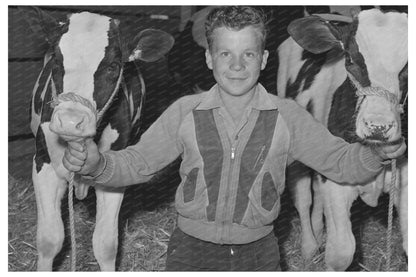 Young Farmer with Bull at Imperial County Fair 1942