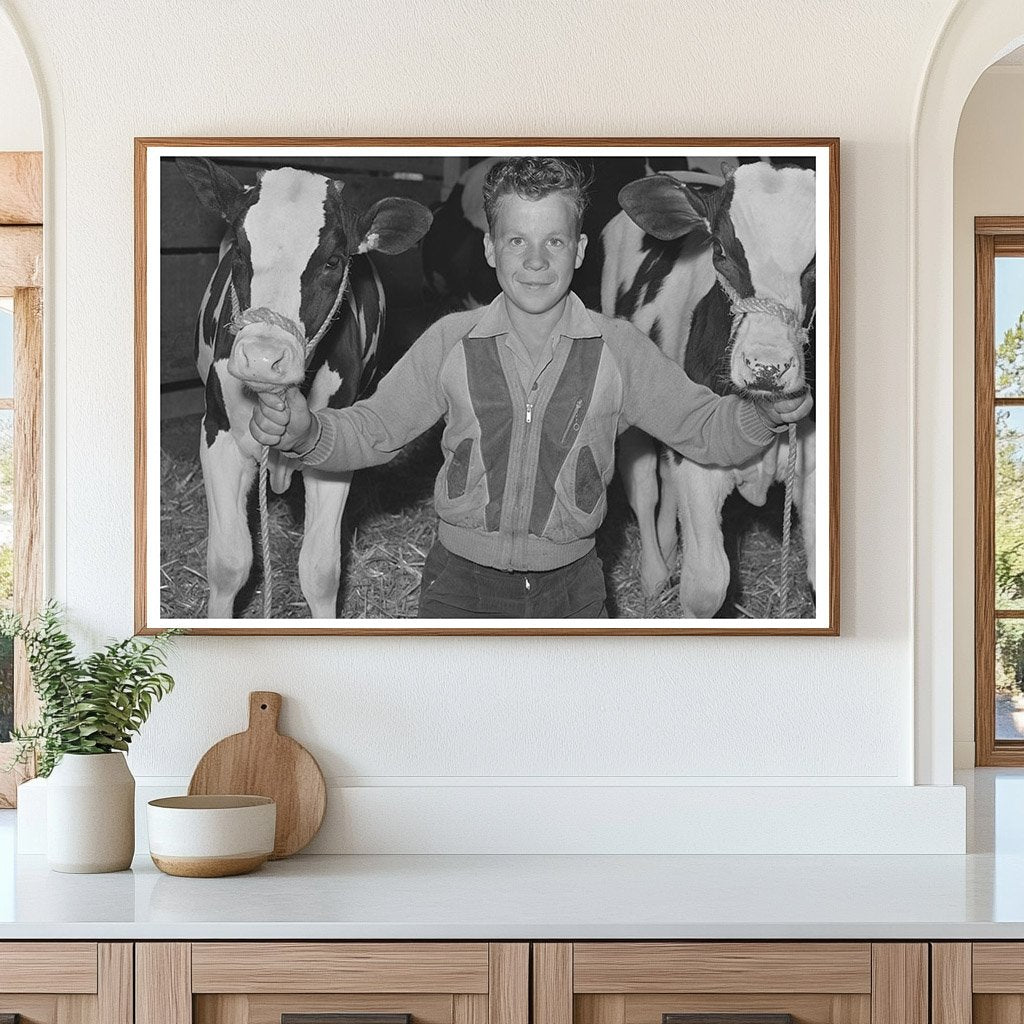 Young Farmer with Bull at Imperial County Fair 1942