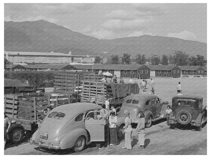 Japanese Americans Arriving at Santa Anita Center April 1942