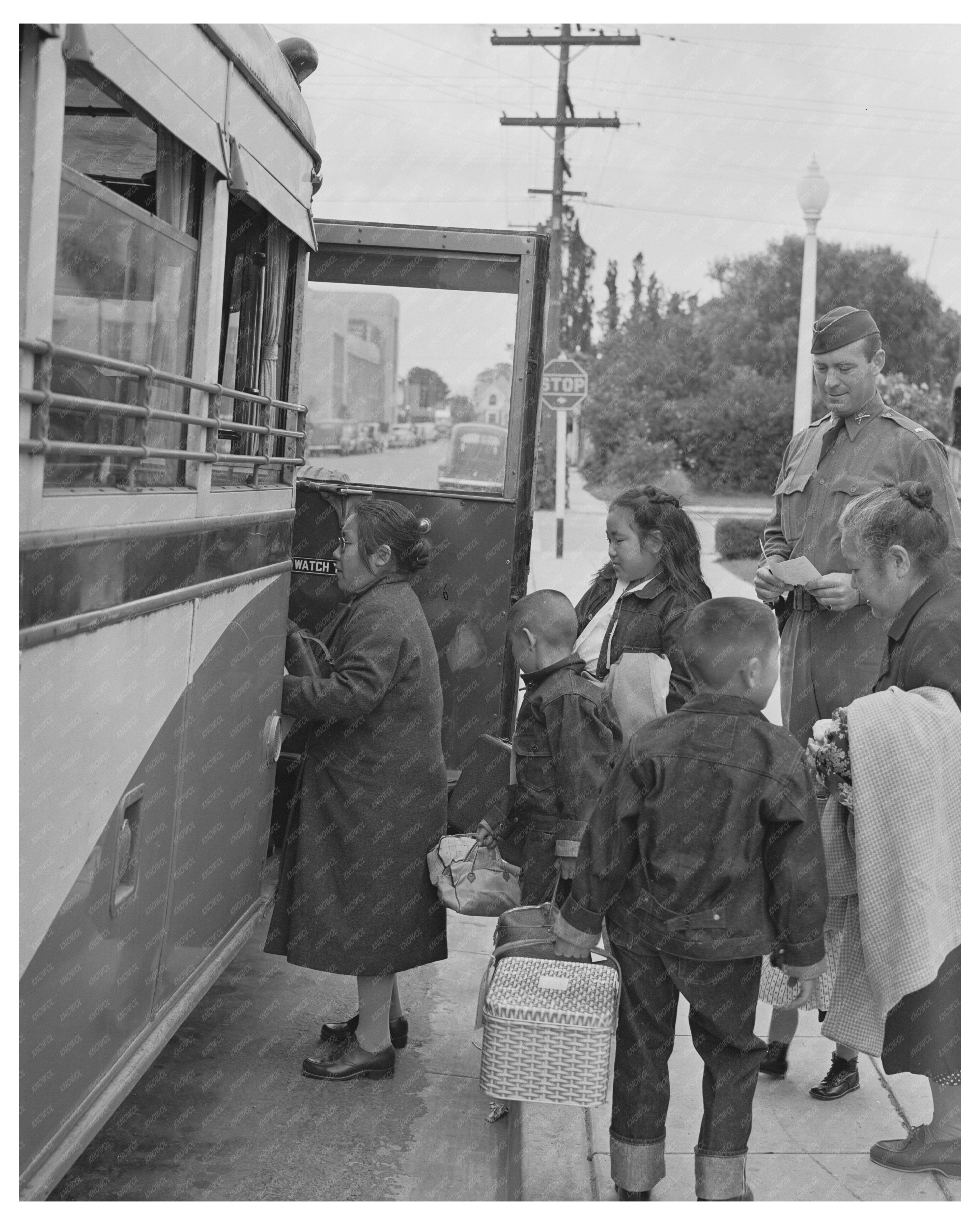 Japanese-Americans Boarding Bus Salinas California May 1942