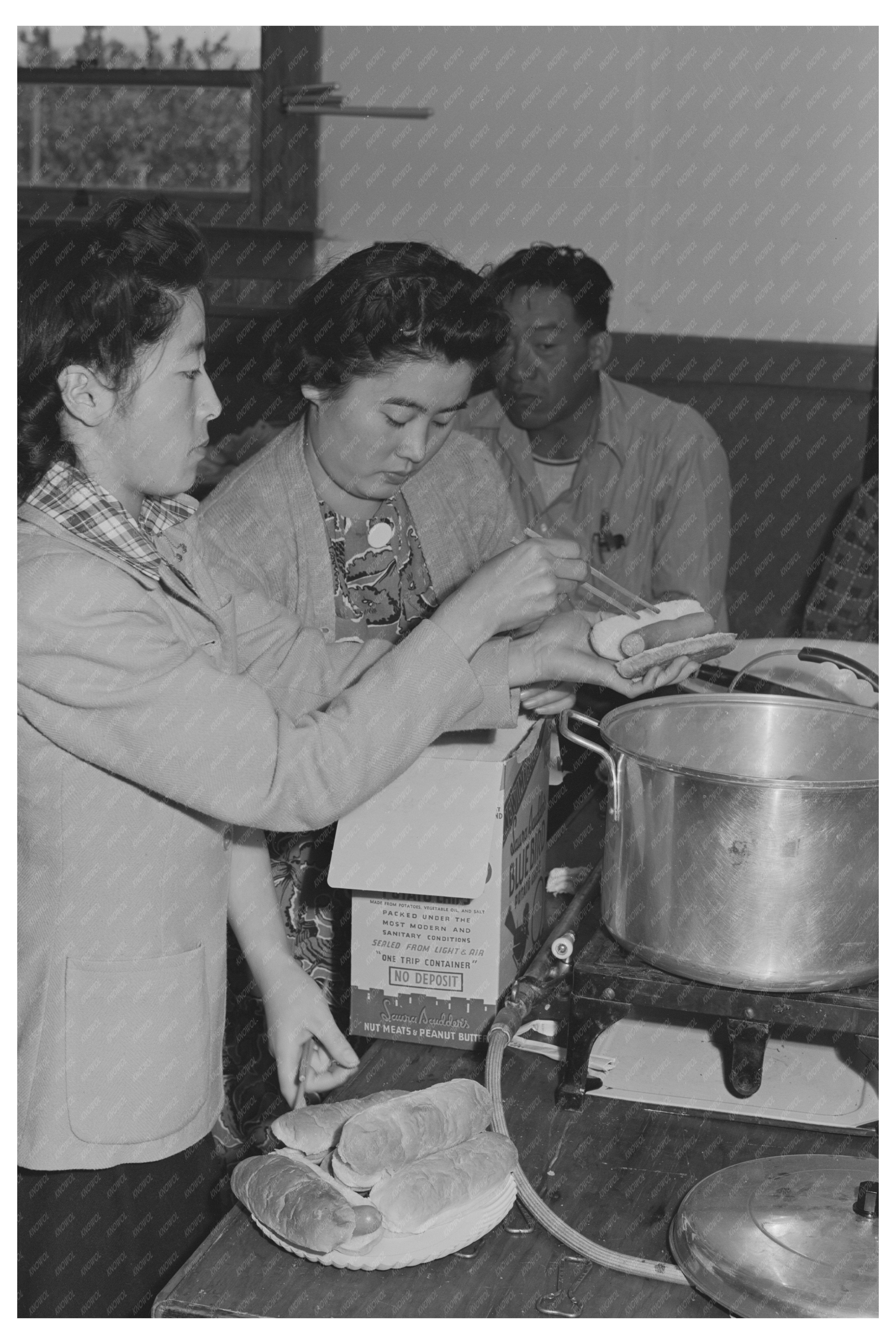 Japanese-American Girls Prepare Lunch in 1942 California