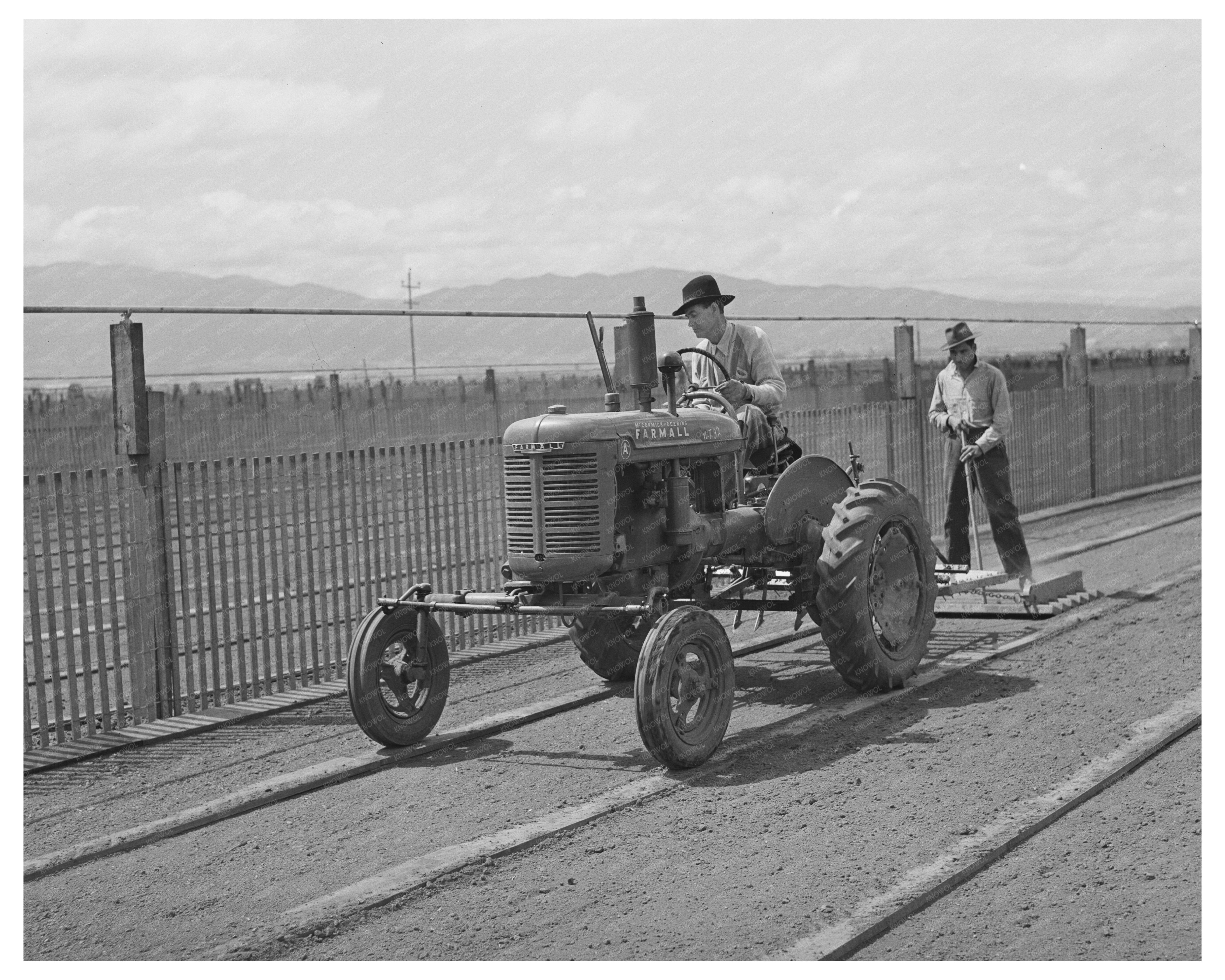 Tractor-Drawn Floater Prepares Seedbed in 1942 Salinas