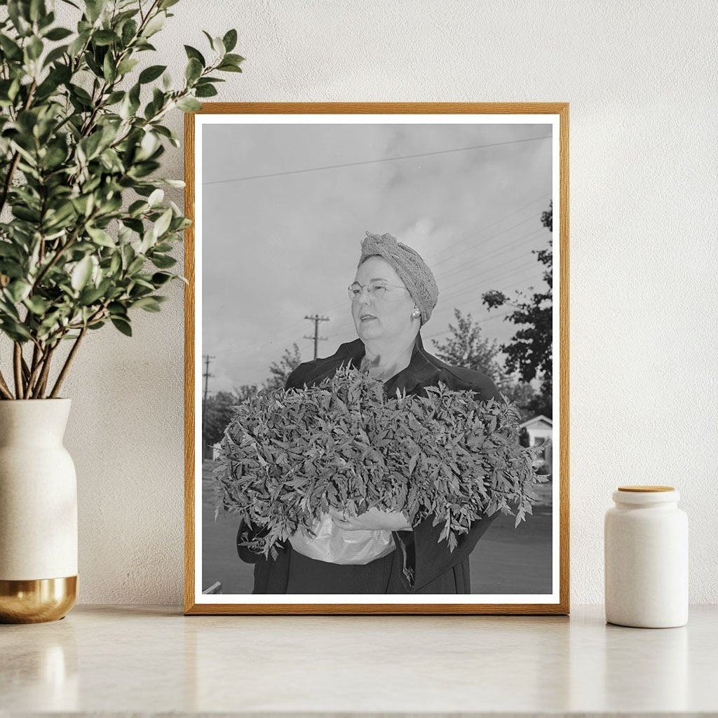 Housewife in Turlock CA with Tomato Plants May 1942