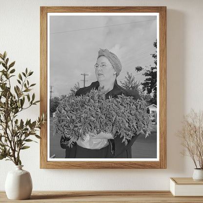 Housewife in Turlock CA with Tomato Plants May 1942