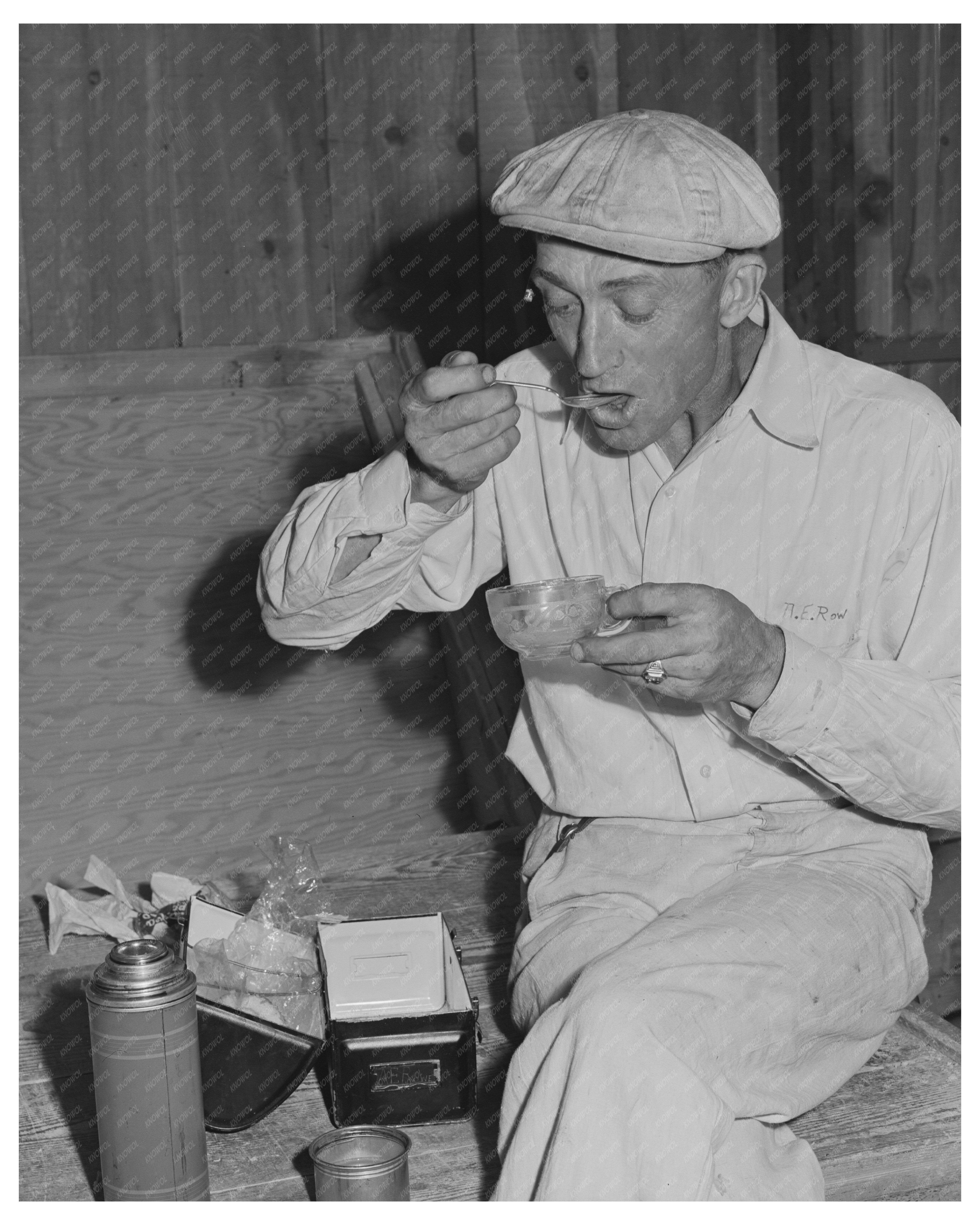 Workman at Dehydrating Plant Turlock California 1942