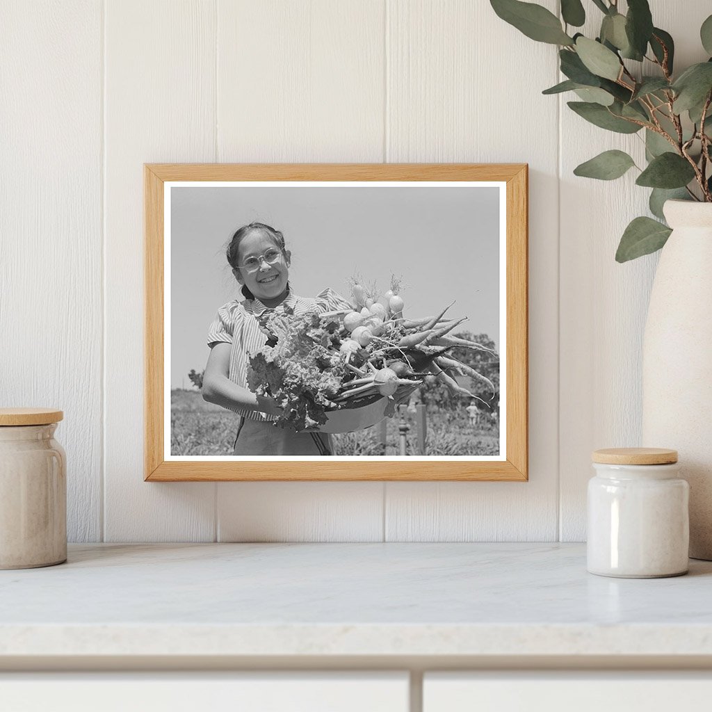 Marileeann Simpson with Fresh Vegetables Yuba City 1942