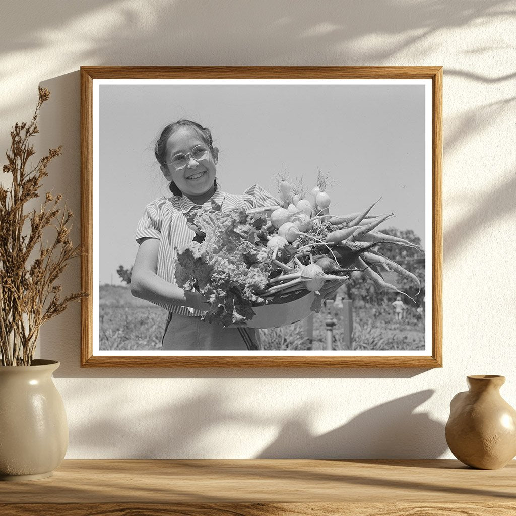 Marileeann Simpson with Fresh Vegetables Yuba City 1942