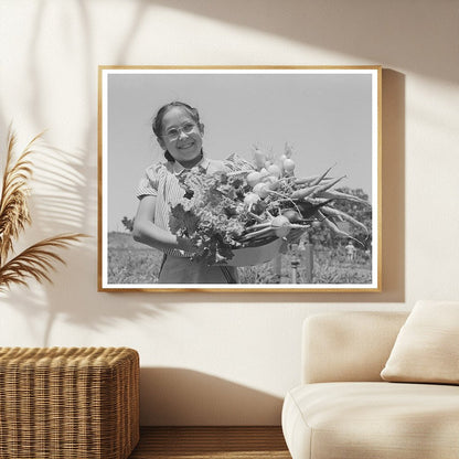 Marileeann Simpson with Fresh Vegetables Yuba City 1942