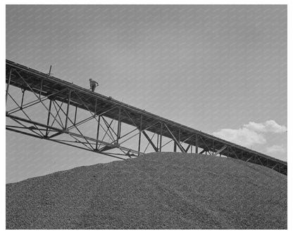 Gravel Pile Under Conveyor Belt at Shasta Dam 1942