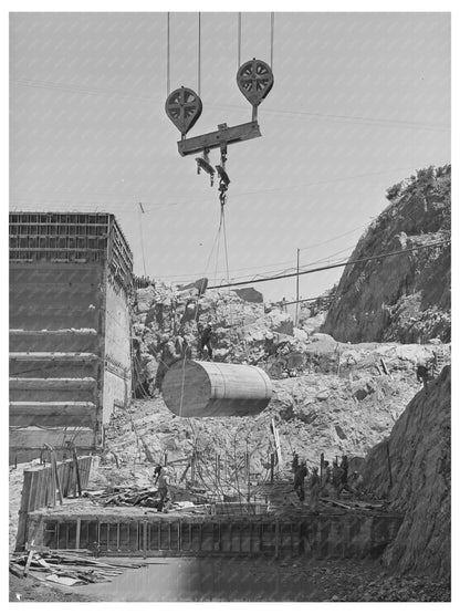 Workers Lowering Sump at Shasta Dam June 1942