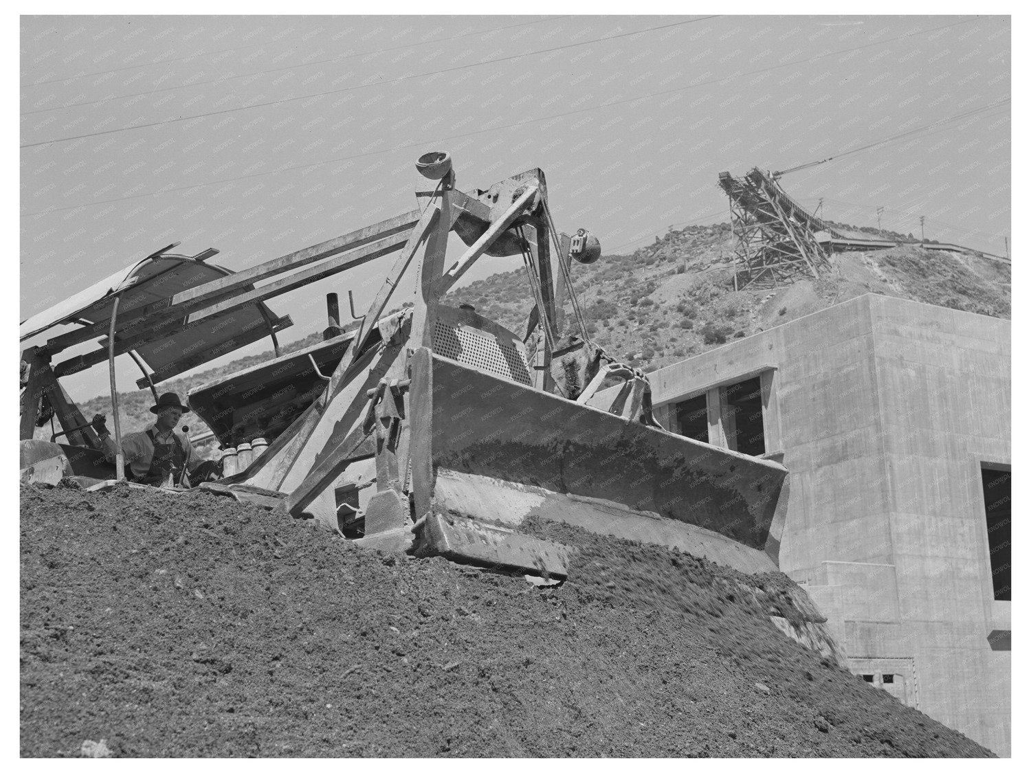 Bulldozer at Shasta Dam June 1942 Vintage Photograph