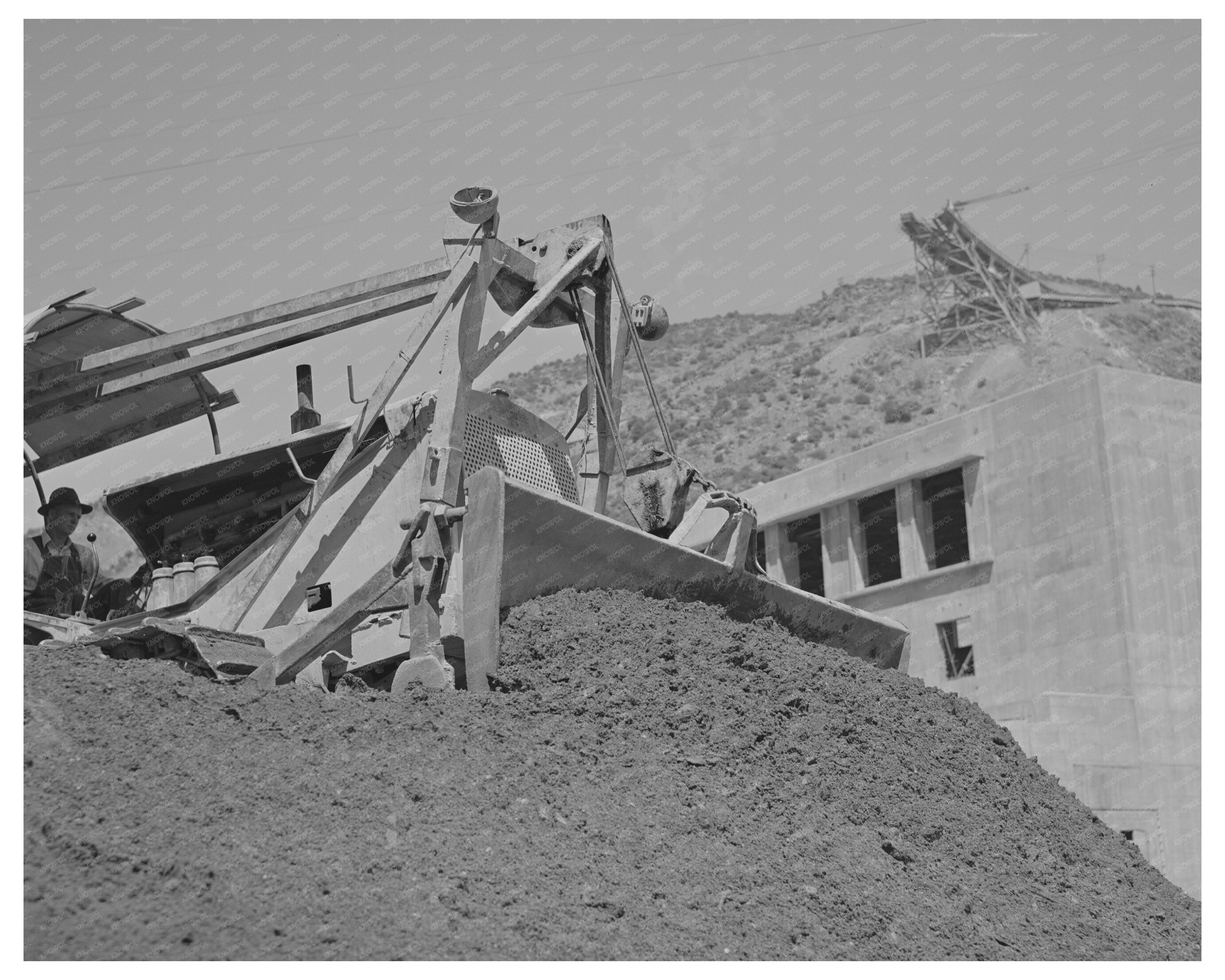 Bulldozer at Shasta Dam California June 1942