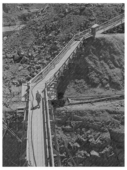 Workman on Catwalk at Shasta Dam June 1942