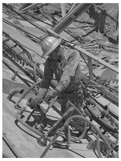 Pipe Fitter at Shasta Dam Shasta County California 1942