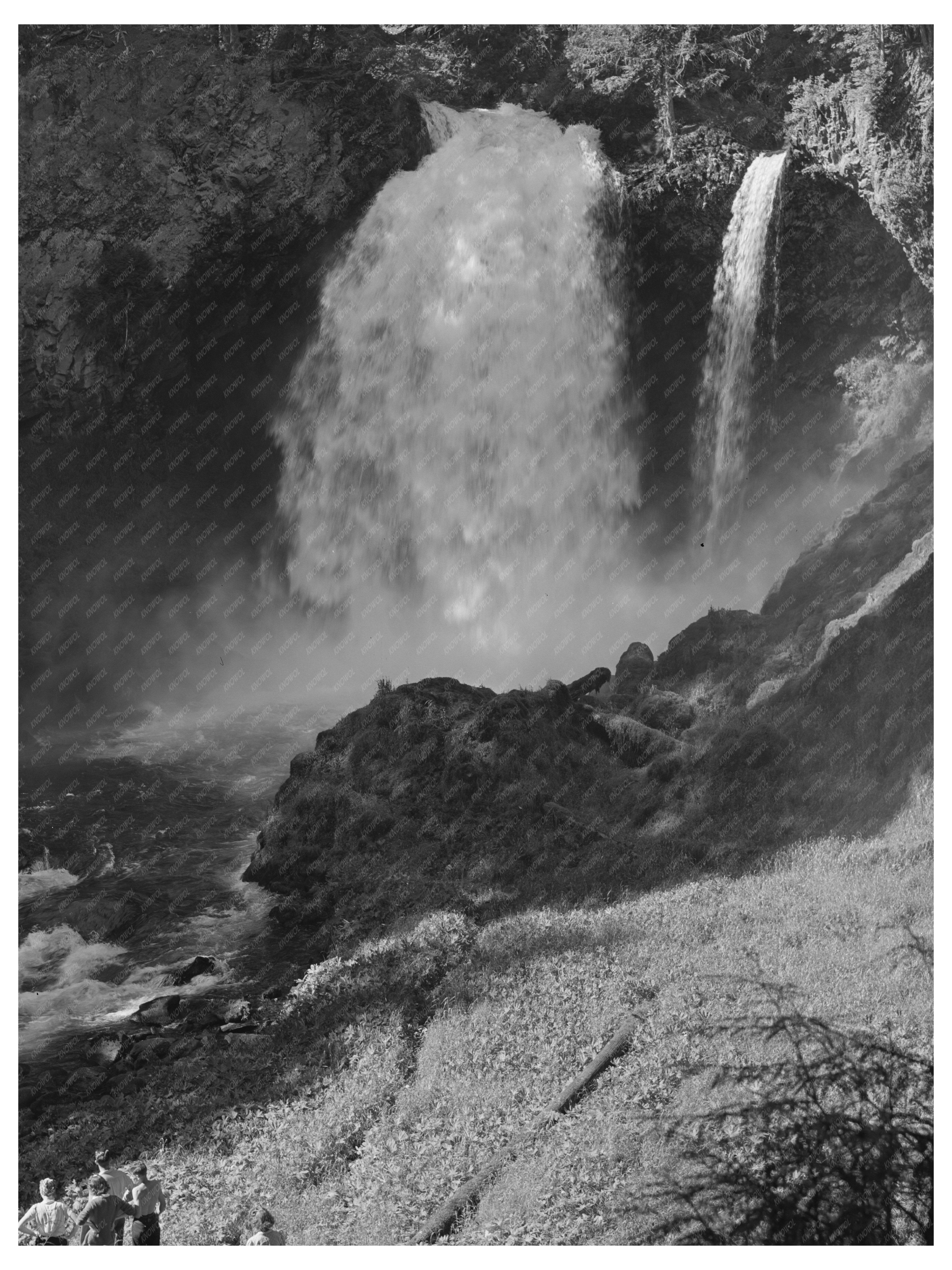 Koosah Falls Oregon July 1942 Black and White Photo