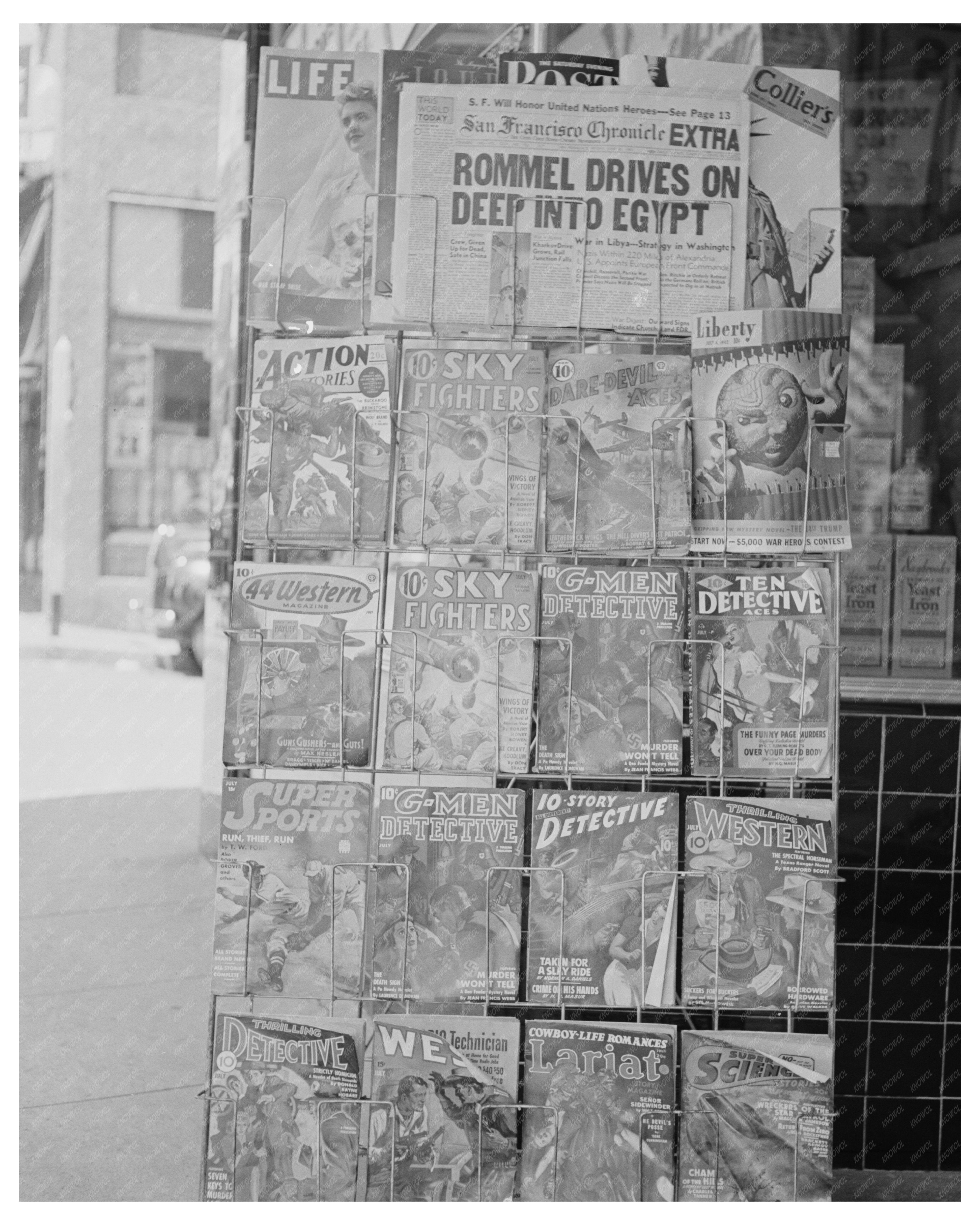 Yreka California Magazine Stand 1942 Vintage Photo
