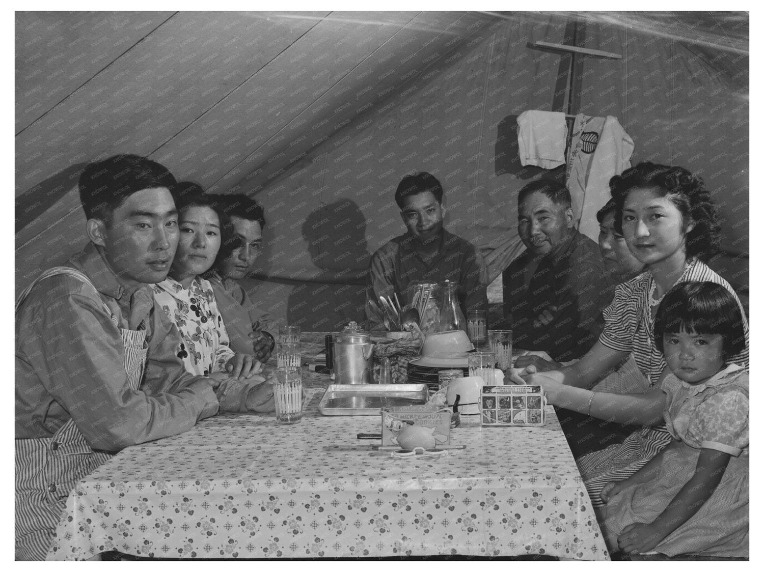 Japanese American Family in Mobile Camp Oregon July 1942